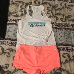 Patagonia tank and PINK shorts